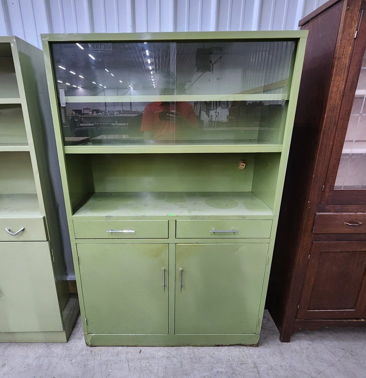 Green Metal Cabinet with Drawer