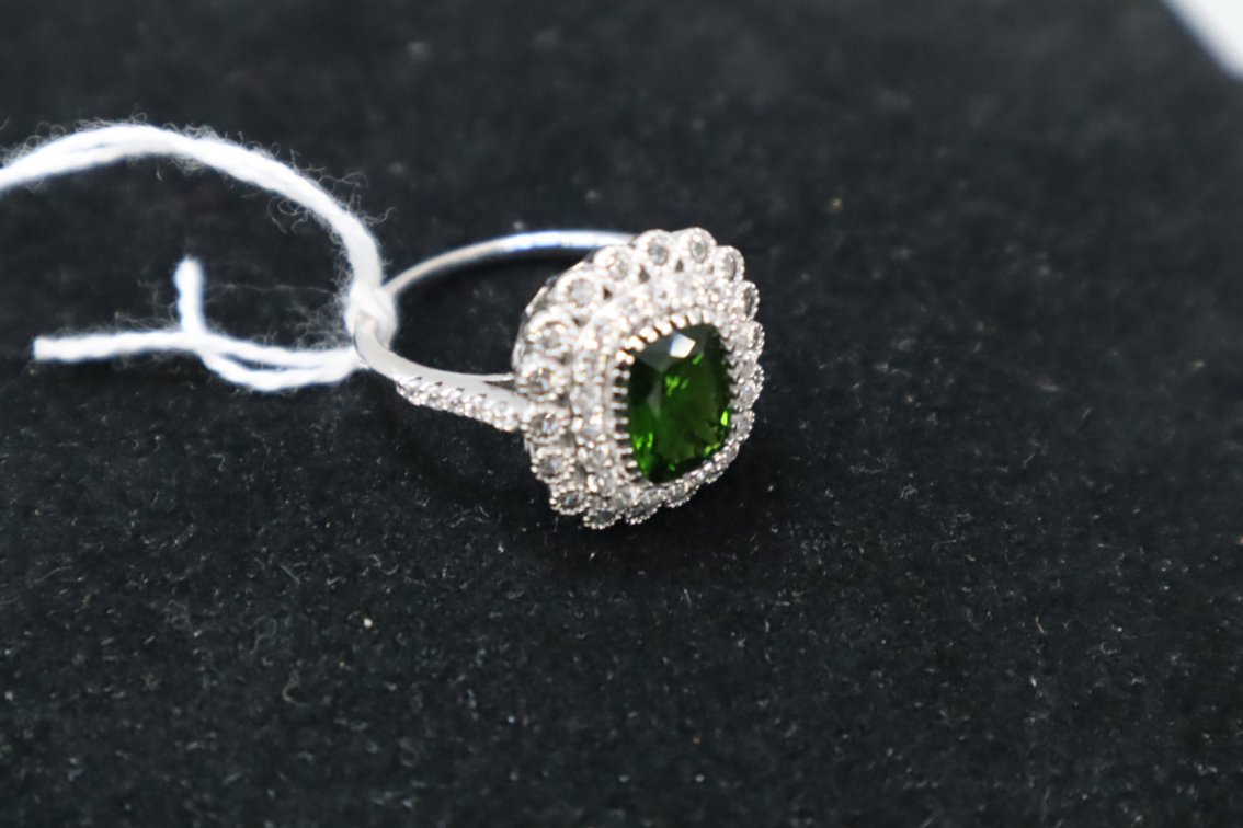 Cushion Chrome Diopside Ring