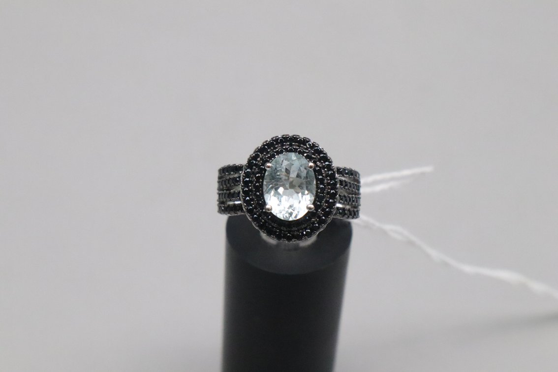 Aquamarine And Black Spinel Ring