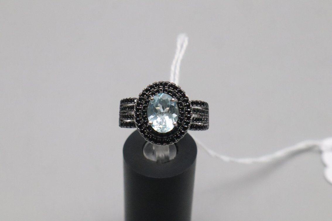 Aquamarine And Black Spinel Ring