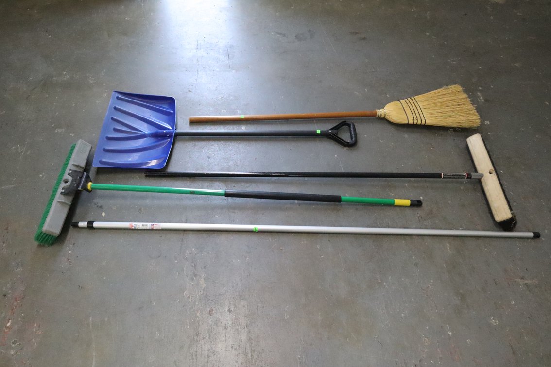 Brooms and Snow Shovel