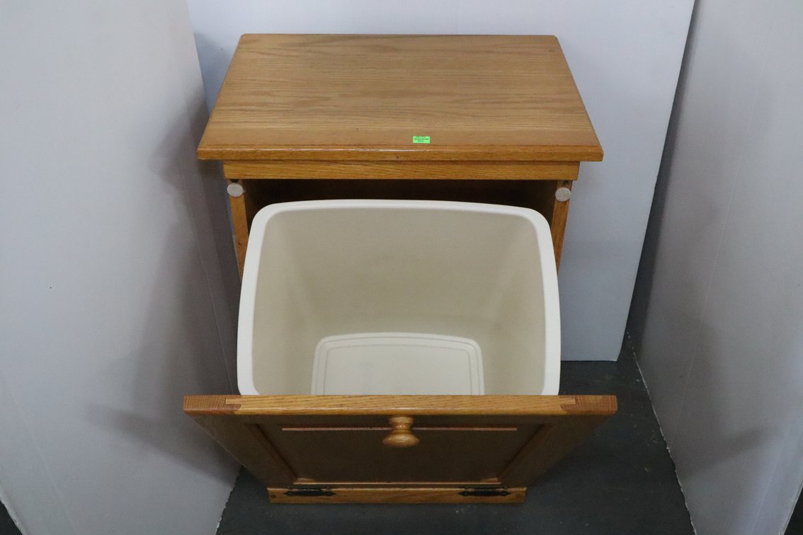 Oak Trash Can Cabinet