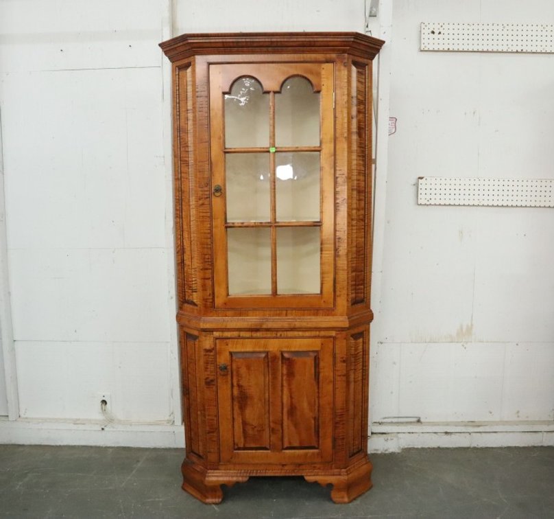 Tiger Maple Corner Cabinet