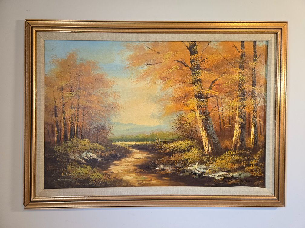Oil on Canvas Landscape - E. Lewis