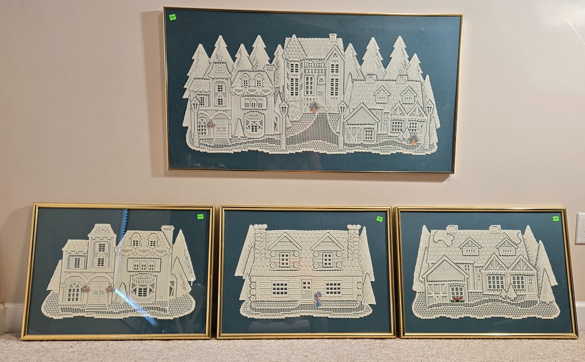 4 Framed Lace Table Runners / Placemats