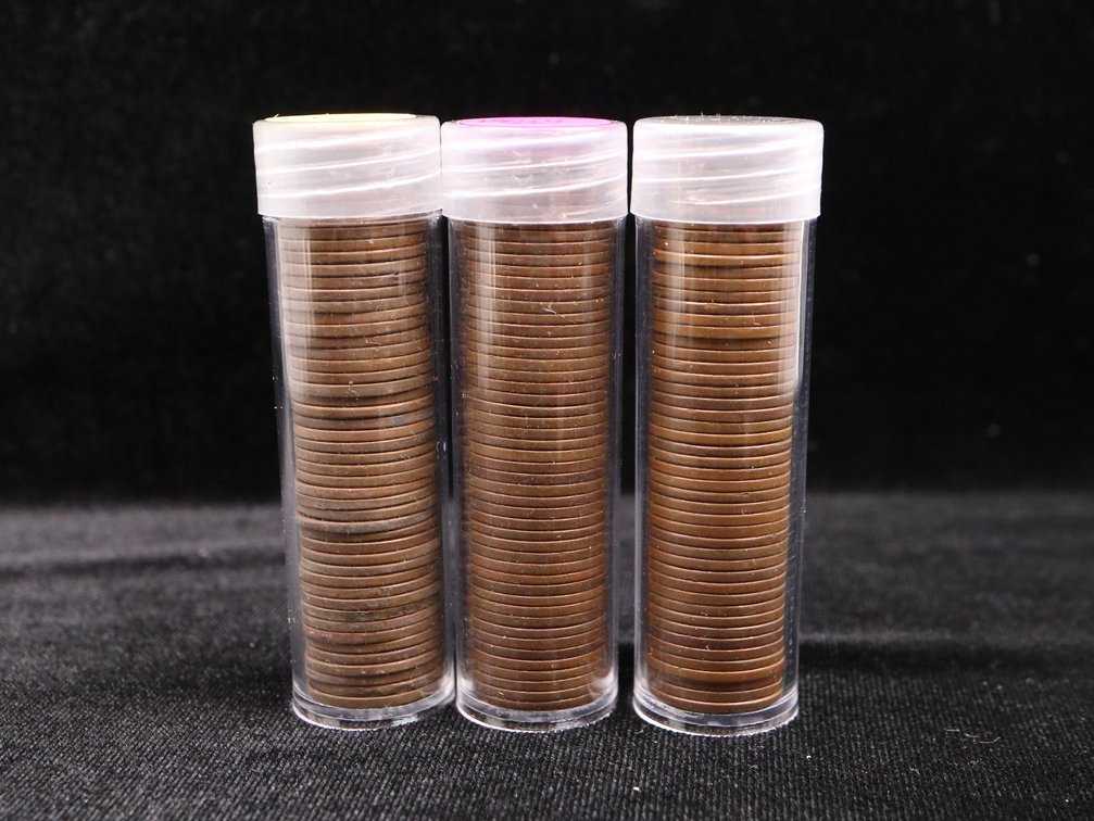 (3) Rolls of Wheat Pennies 1946, 1944-D, 1942
