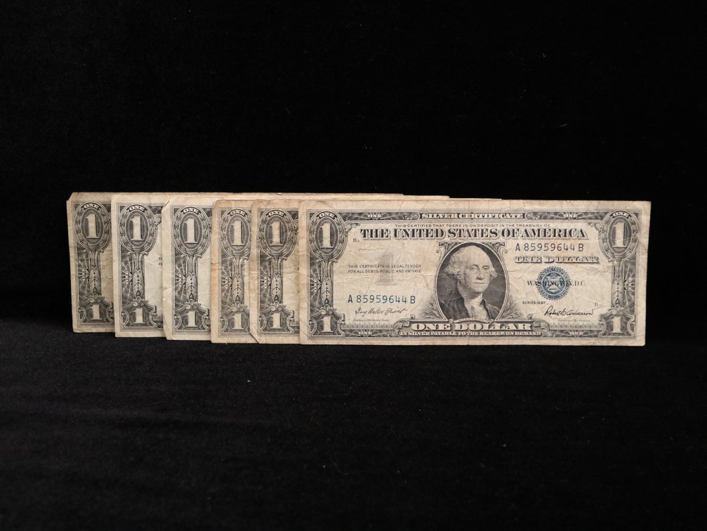 (6) $1 Silver Certificates 1957, 1957 A, 1957 B
