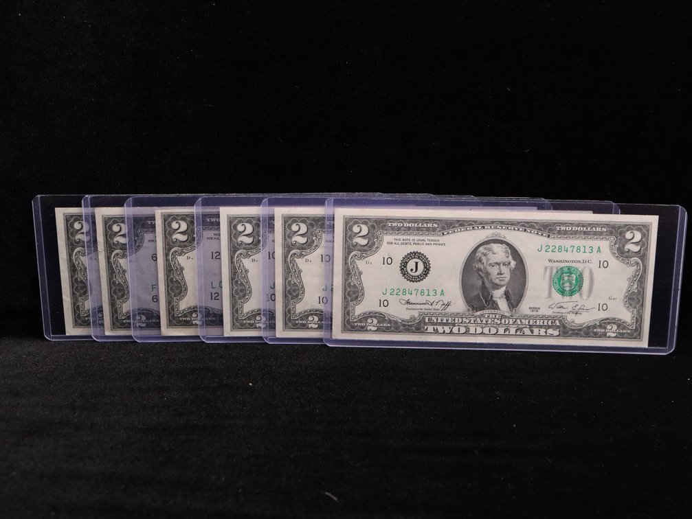 (6) 1976 $2 Two Dollar Bills