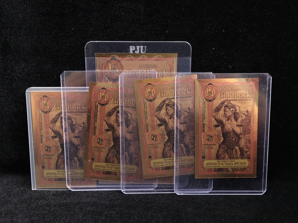 (5) Idaho and Arizona Goldback 24K Gold Notes