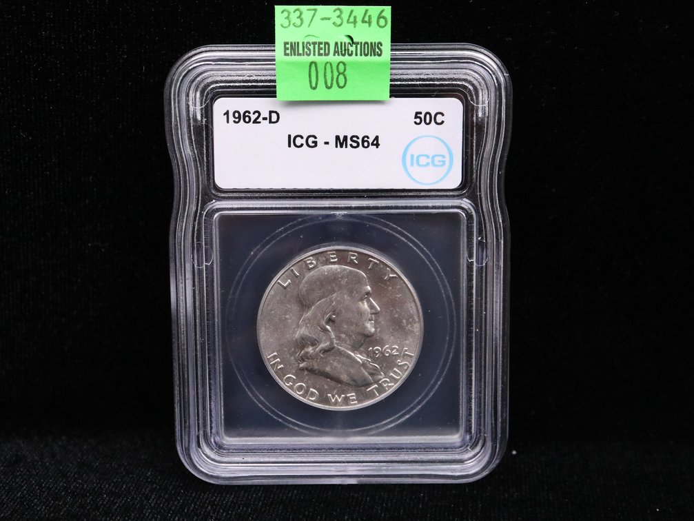 1962-D Franklin Half Dollar ICG MS 64