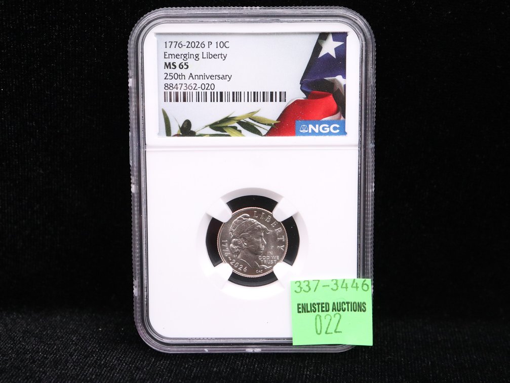 1776-2026-P Emerging Liberty Dime 250th Anniversary NGC MS 65