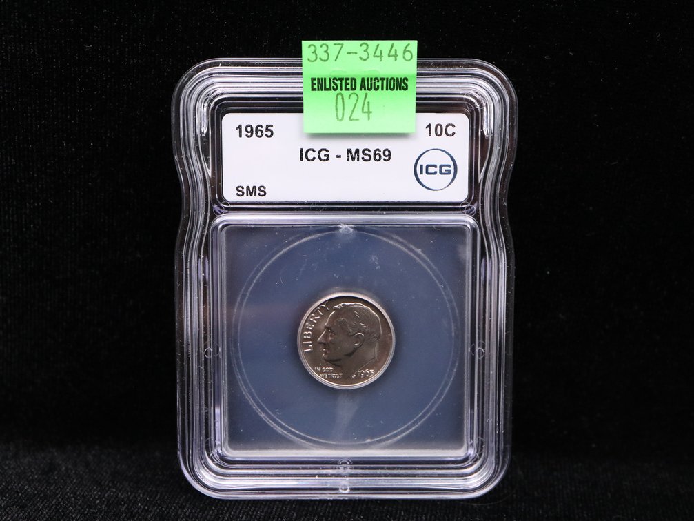 1965 Roosevelt Dime SMS ICG MS 69
