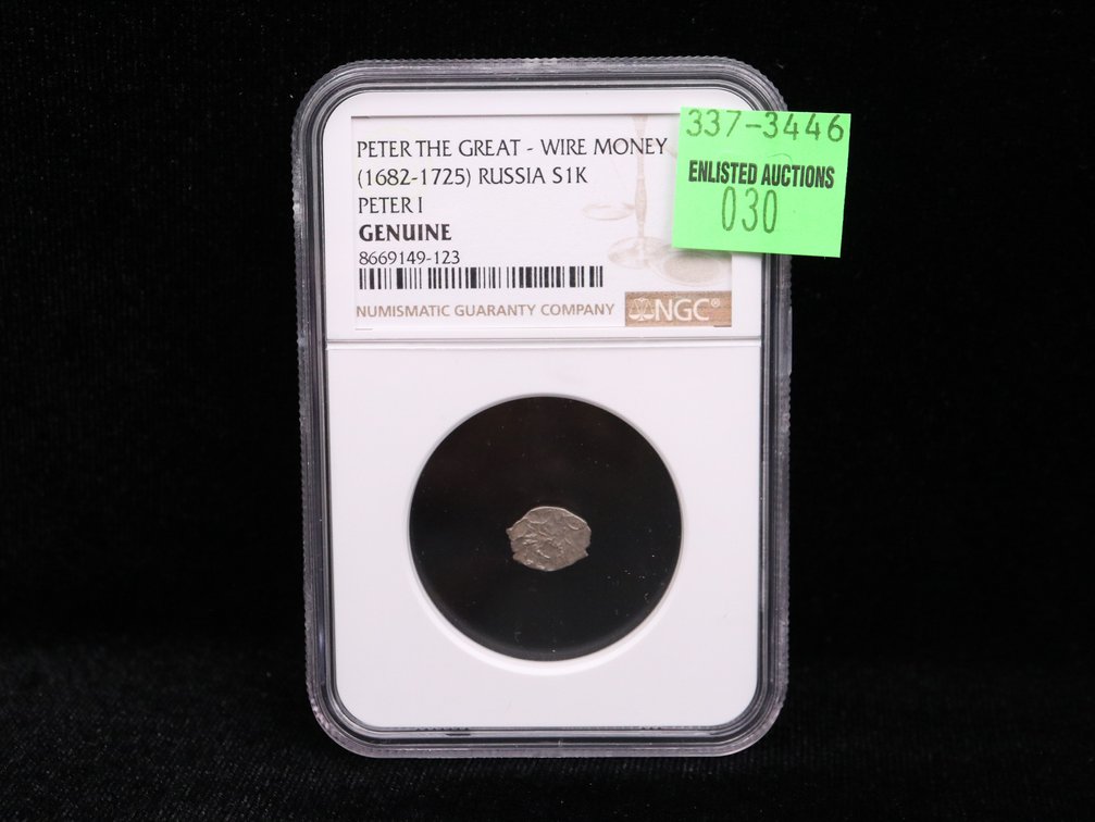 (1682-1725) Russia S1K Peter the Great Wire Money NGC Genuine