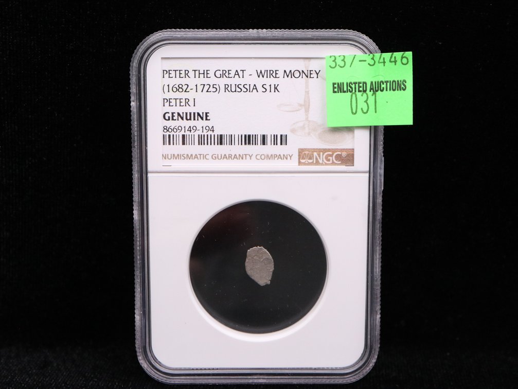 (1682-1725) Russia S1K Peter the Great Wire Money NGC Genuine