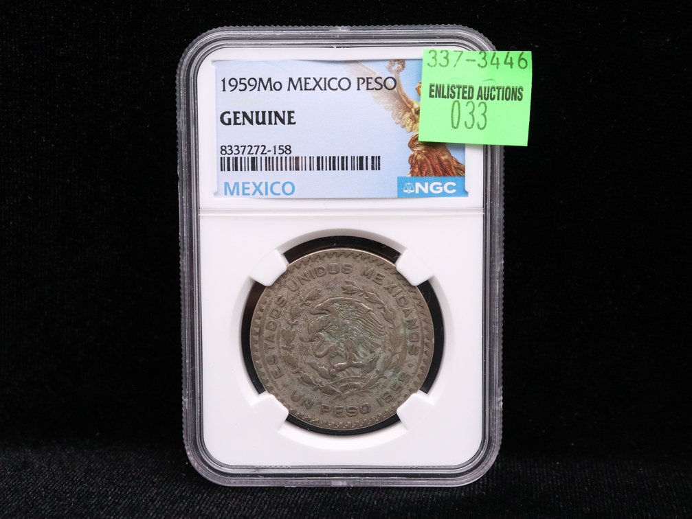 1959-Mo Mexico Peso NGC Genuine