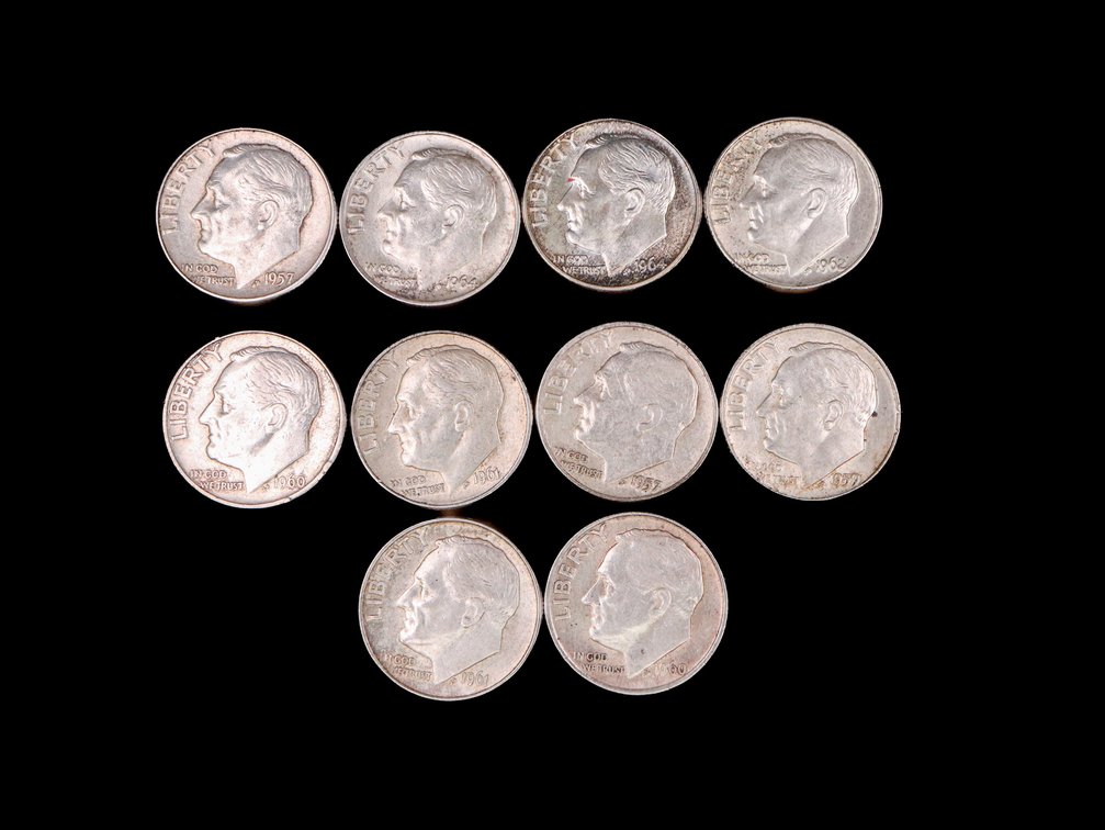(10) Silver Roosevelt Dimes