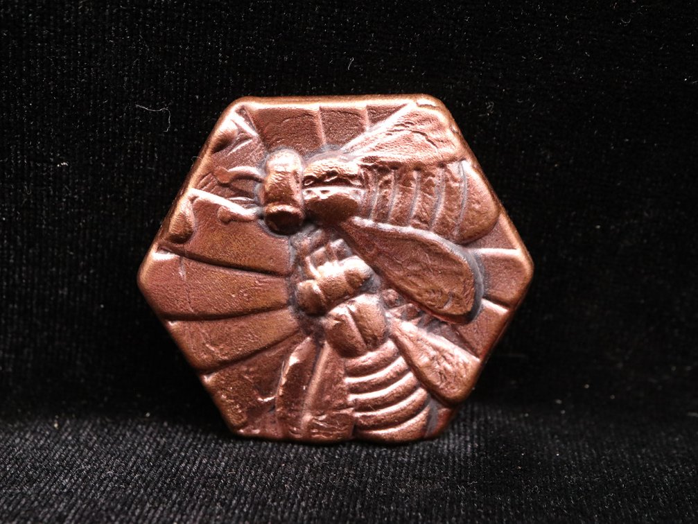 3.1 Troy Ounces .999 Copper Hexagonal Bee Art Bar