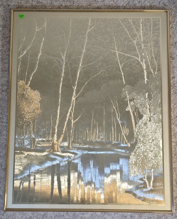 Gold Foil Landscape Etching - J. Hardelin