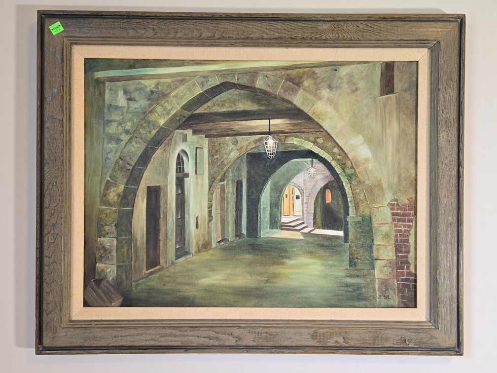 Oil on Canvas Cityscape - Signed