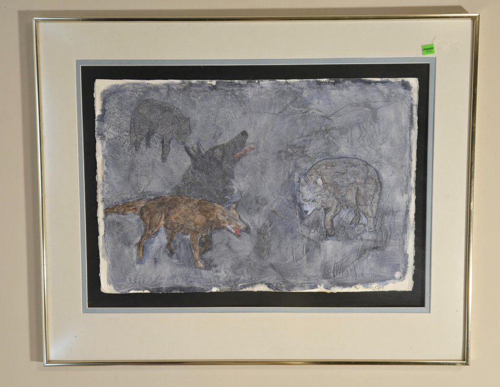 Wolves Painted on Textured Paper - Pat Roche Cook