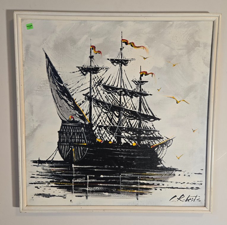 Oil on Canvas Ship Painting - Roberts