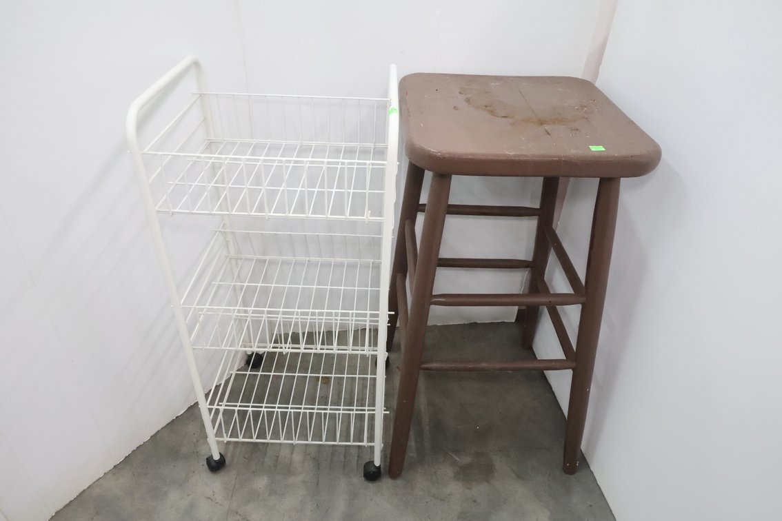 Stool and Rolling Shelf