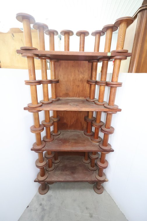 Folk Art Wooden Spool Shelf