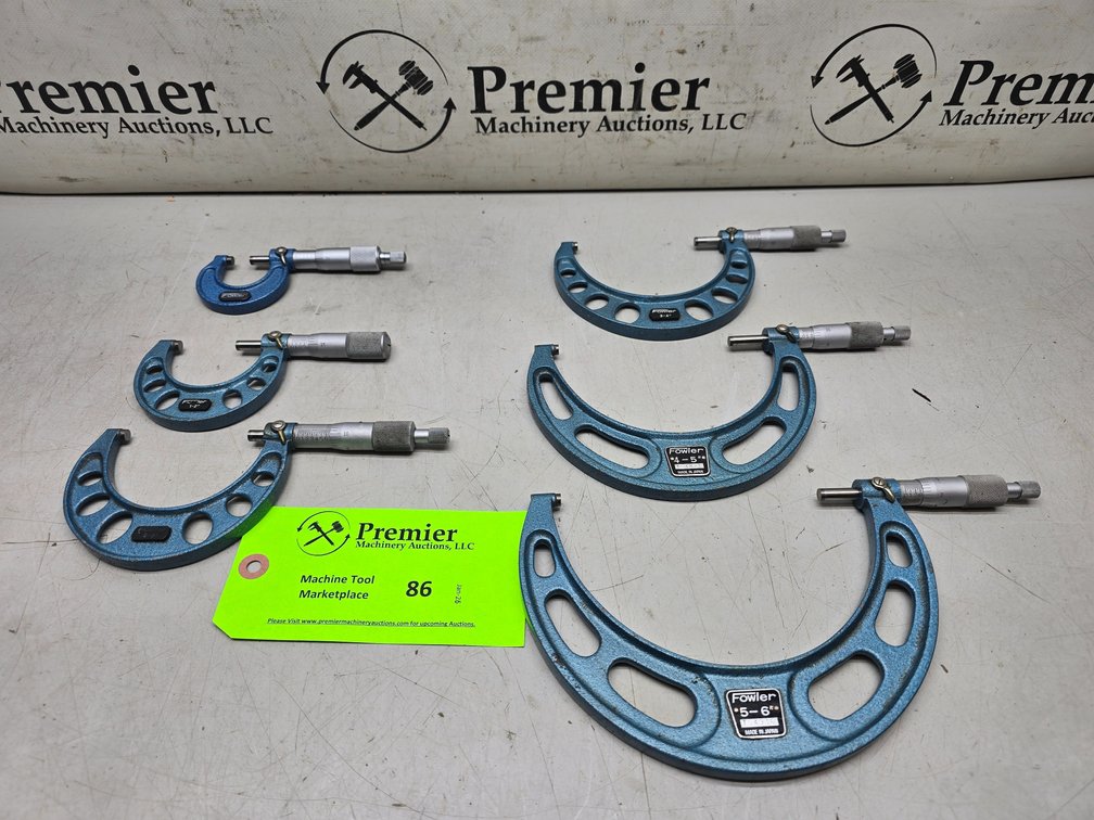 (6) Fowler 0.0001" Graduation with Carbide Anvil Micrometers.