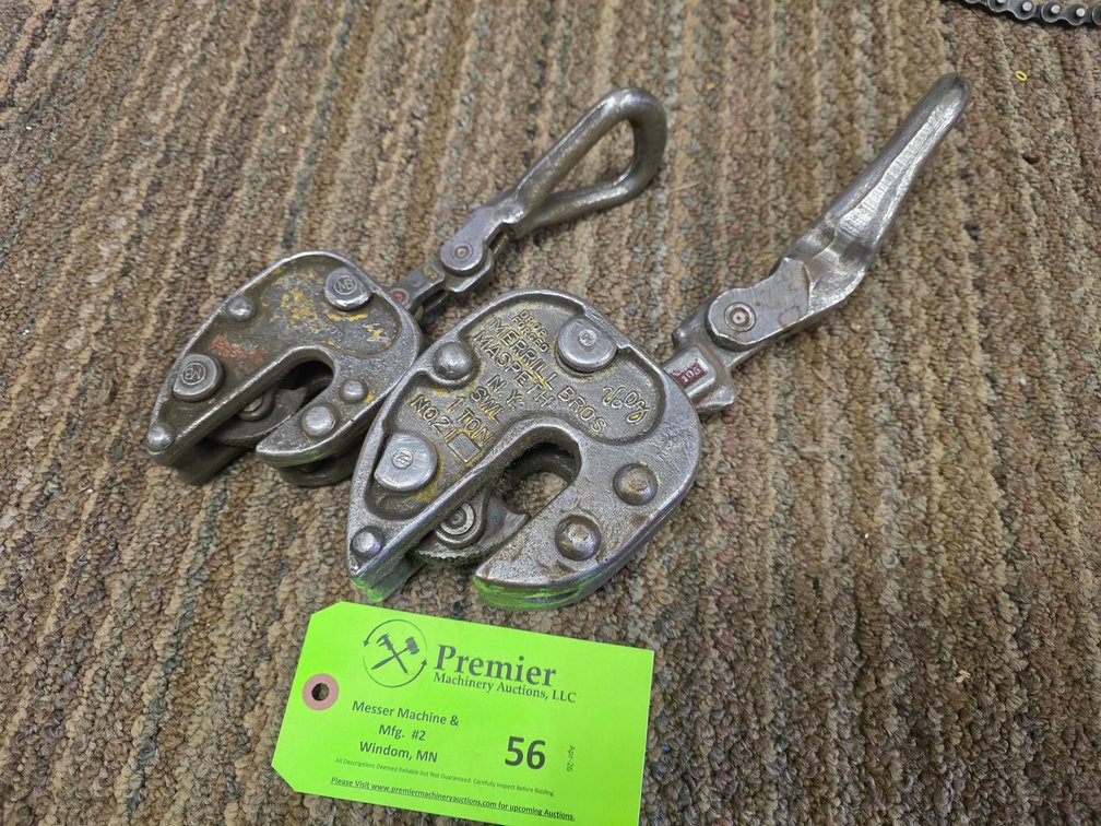 (2) Merrill Bros. Plate Lifting Clamps.