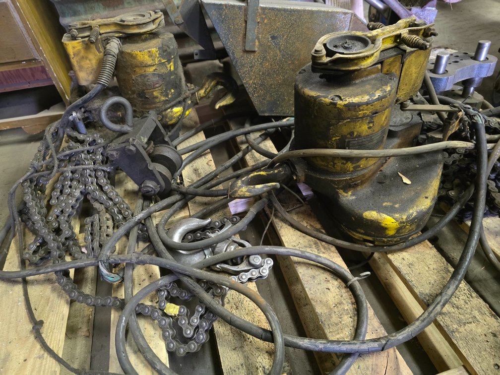 (2) 220V. Roller Chain Hoists.