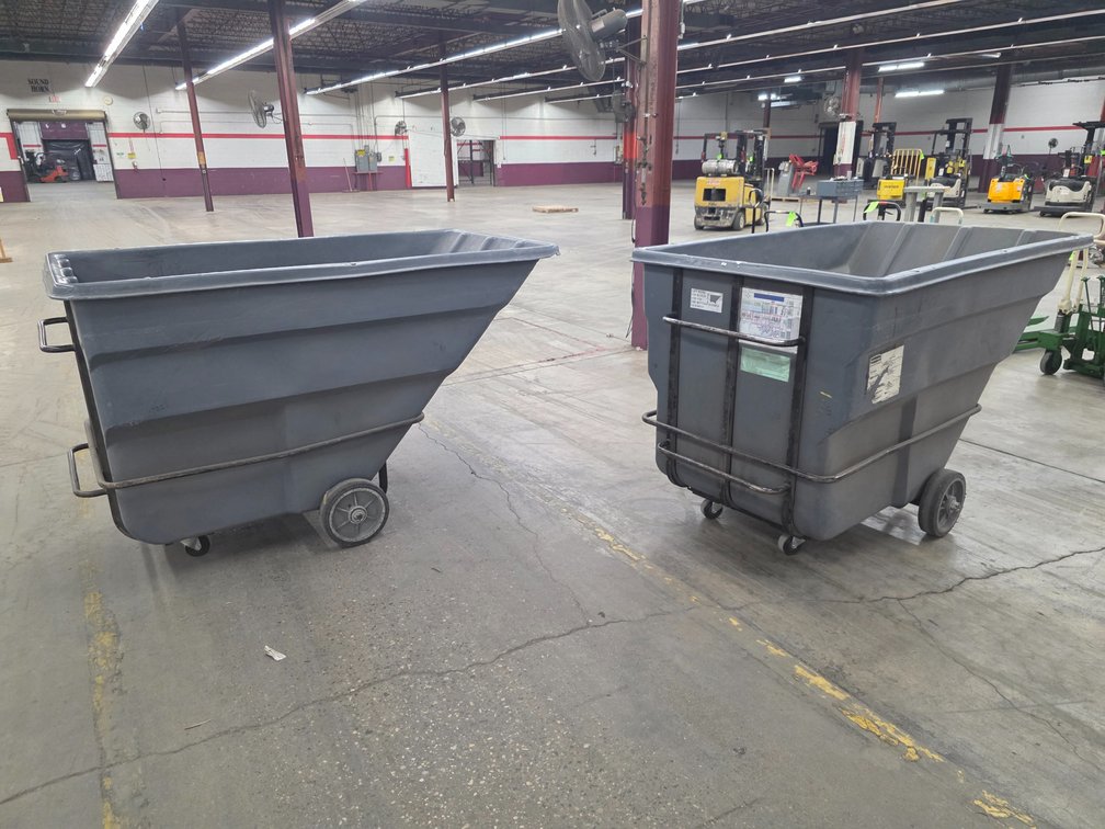 (2) Rubbermaid Model 1036, Heavy Duty 2-Yard Trash Hoppers.