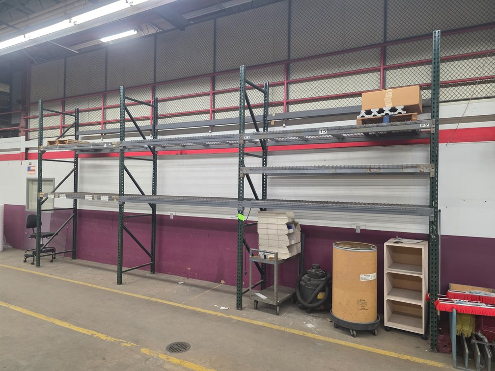 Section of Teardrop Style Pallet Racking.