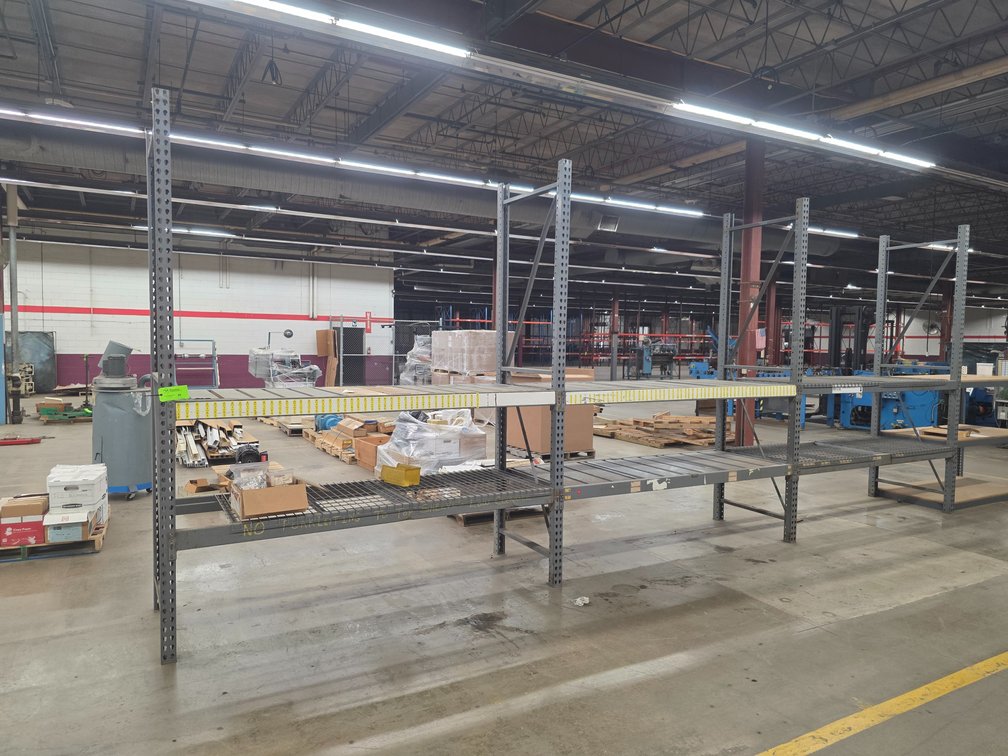 Section of Equipto Teardrop Style Pallet Racking.