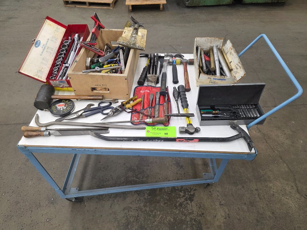 Cart w/ Large Quantity of Assorted Hand Tools.