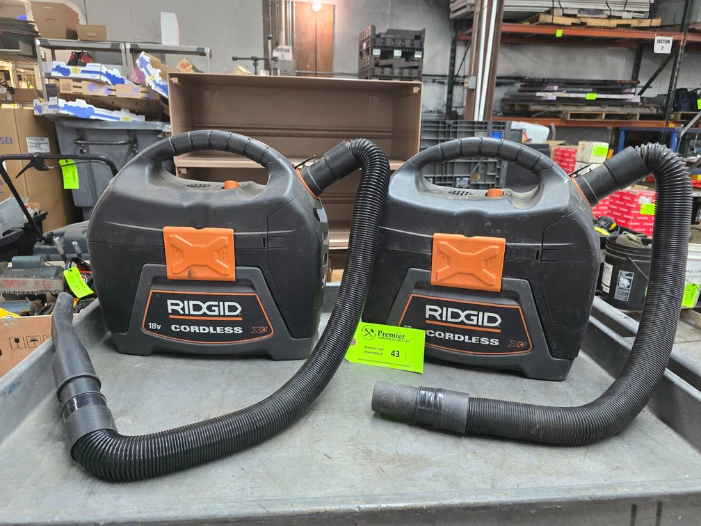 (2) Ridgid Model: WD03180 18V Cordless Wet/ Dryer Vacuums
