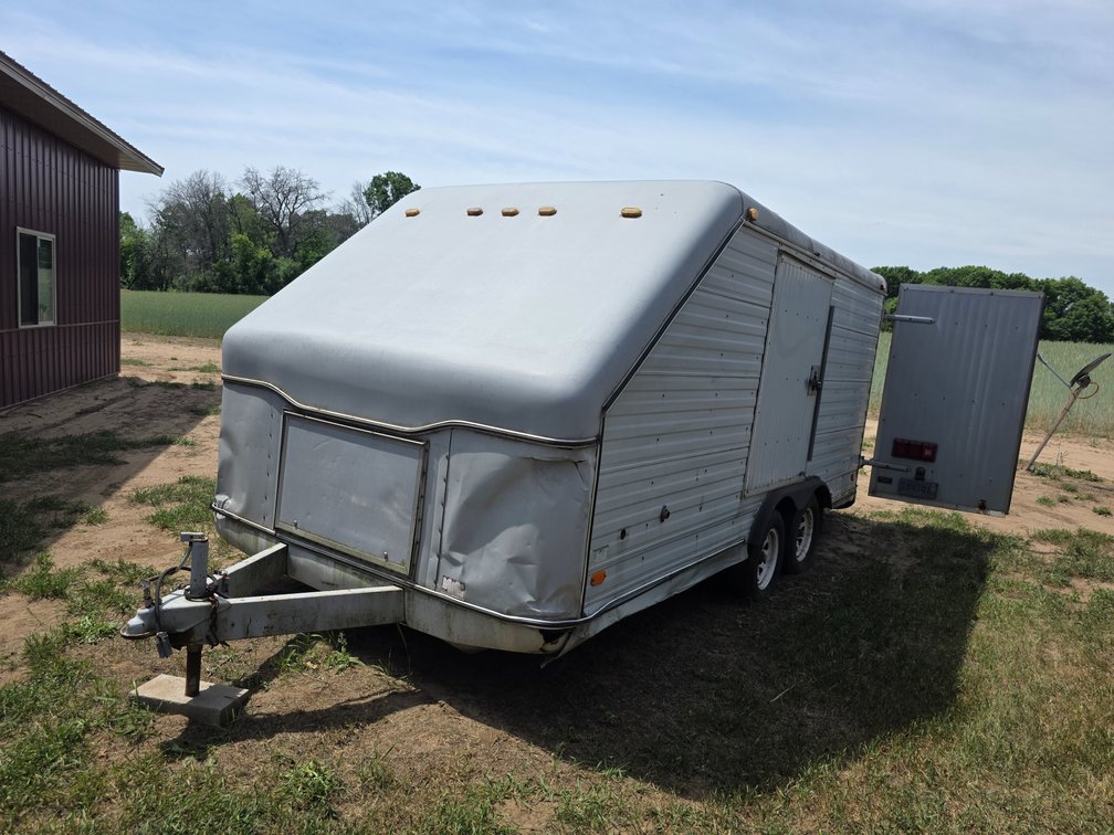 16' Enclosed Double Axle Car Hauler. WITH CONTENTS.