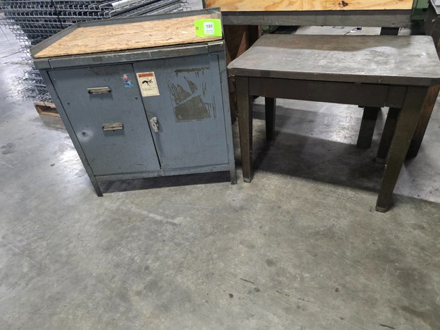 Image for (1) 2-Door Metal Cabinet with Pull-Out Shelf and (1) Metal Desk