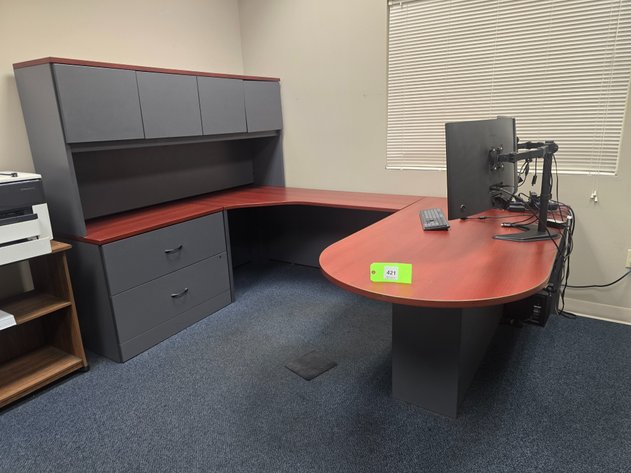 Image for Office Desk, Table and Chairs, Does Not Include Contents or Monitor Mount.