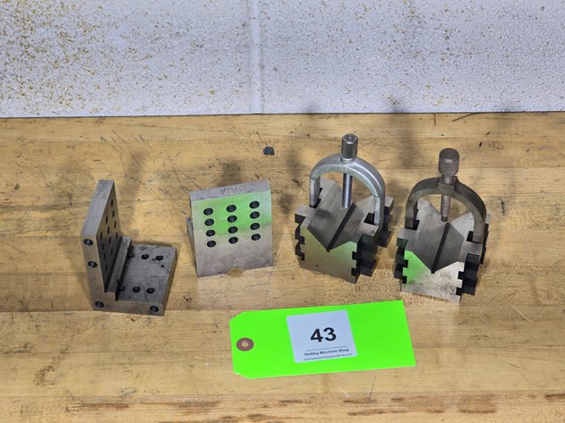 Image for (2) V-Blocks with  Clamps and (2) Angle Plates.