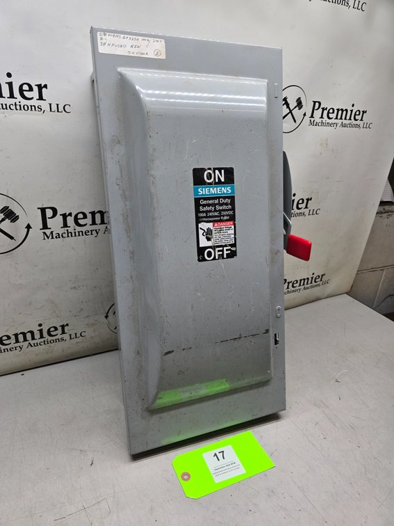 Siemens Cat. No. GF323N 100 Amp General Duty Safety Switch.