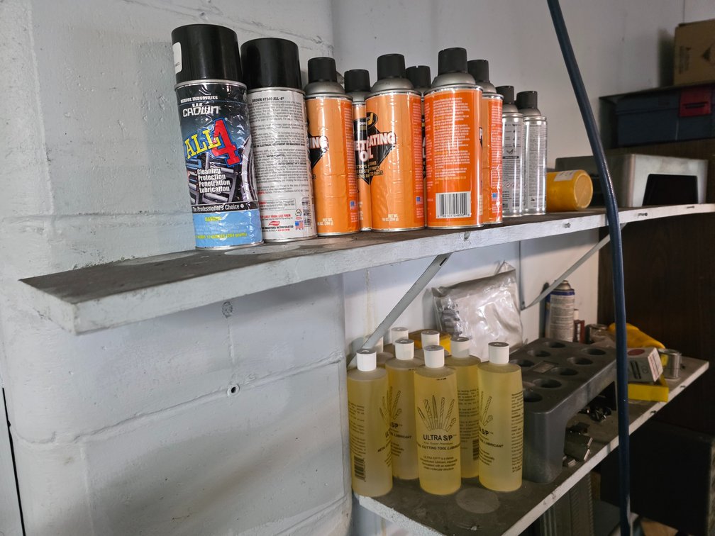 Assorted Shop Lubricants and Cutting Oil.