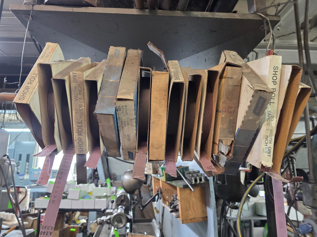 Large Quantity of 1" Shop Roll Abrasive Stock.