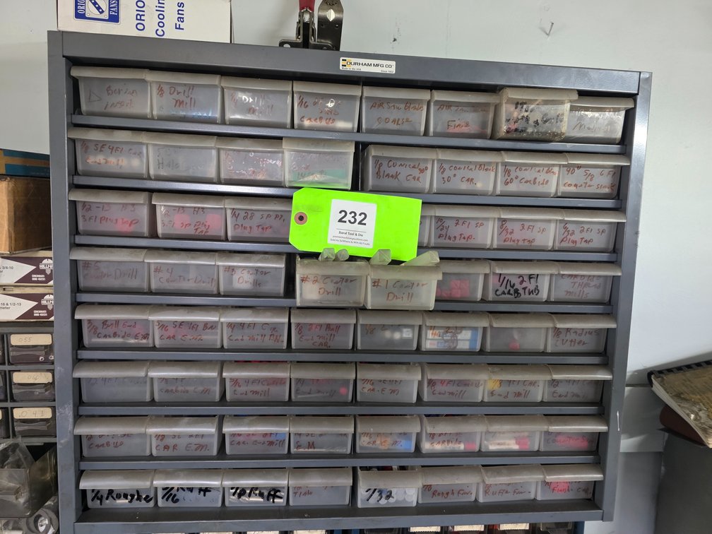 Durham 64-Drawer Cabinet with Huge Quantity of Perishable Tooling.