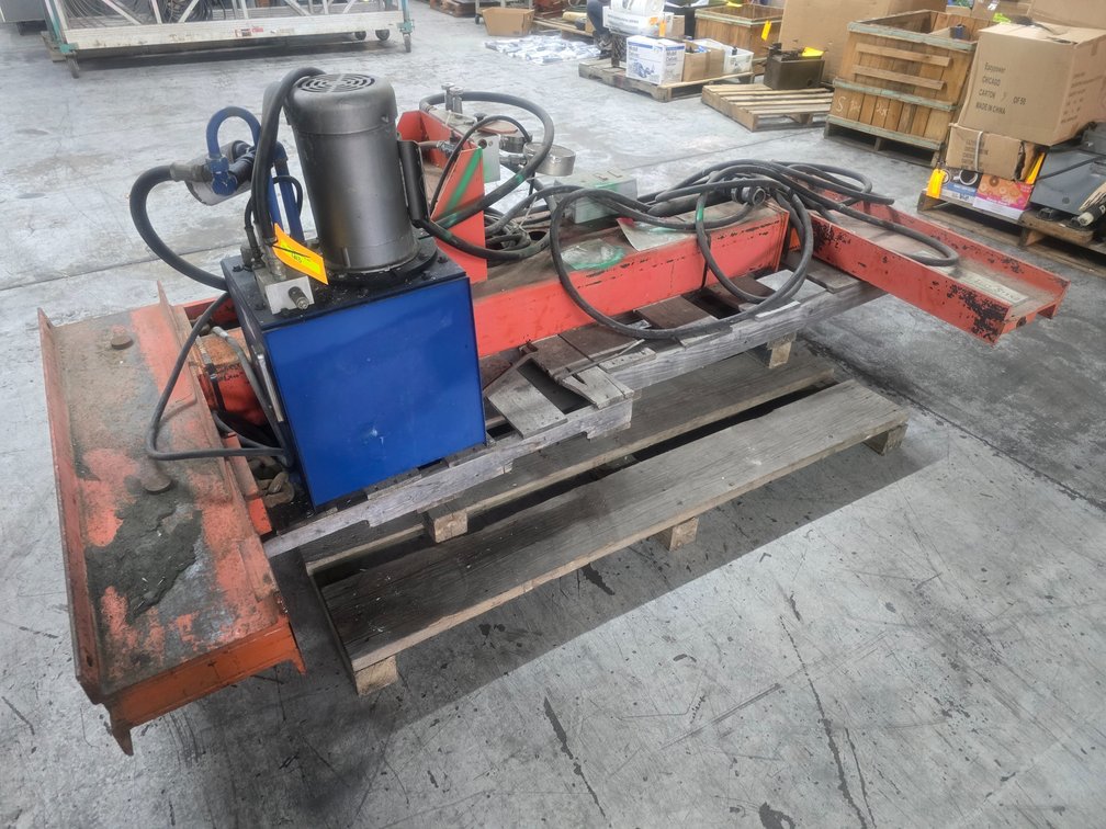 CM Hoist Structural Steel Test Stand with a Hydraulic Power Unit and Cylinder.