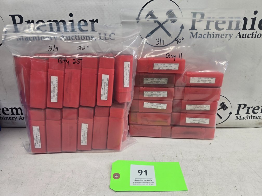 Countersinks, 3/4", 82° - 90°.