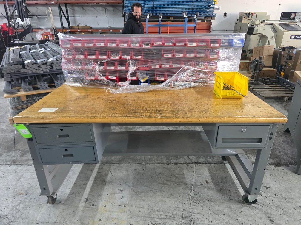 Metal Framed Bench with Butcher Block Top