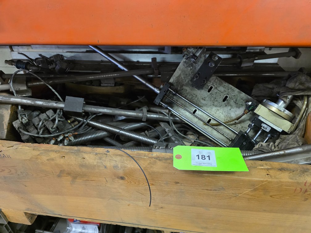 Crate with Assorted Linear Rails and Ball Screws.
