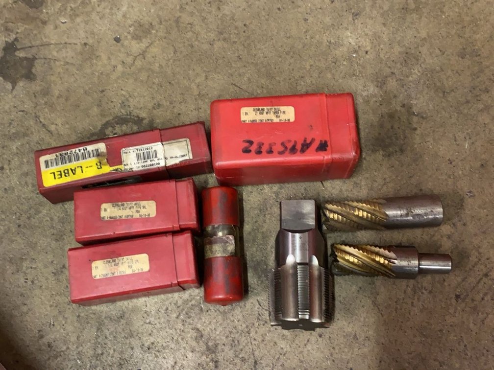 Assortment of Pipe Taps and Roughing End Mills