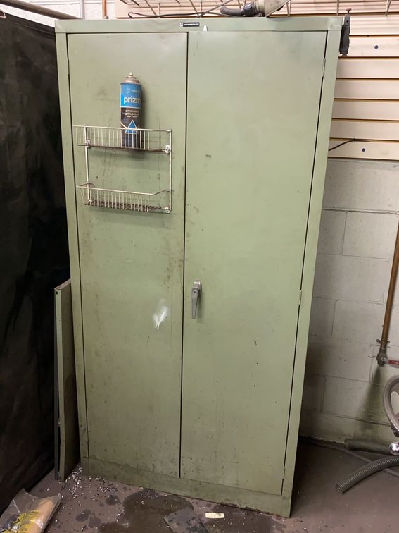 Industrial Steel Storage Cabinet with Contents