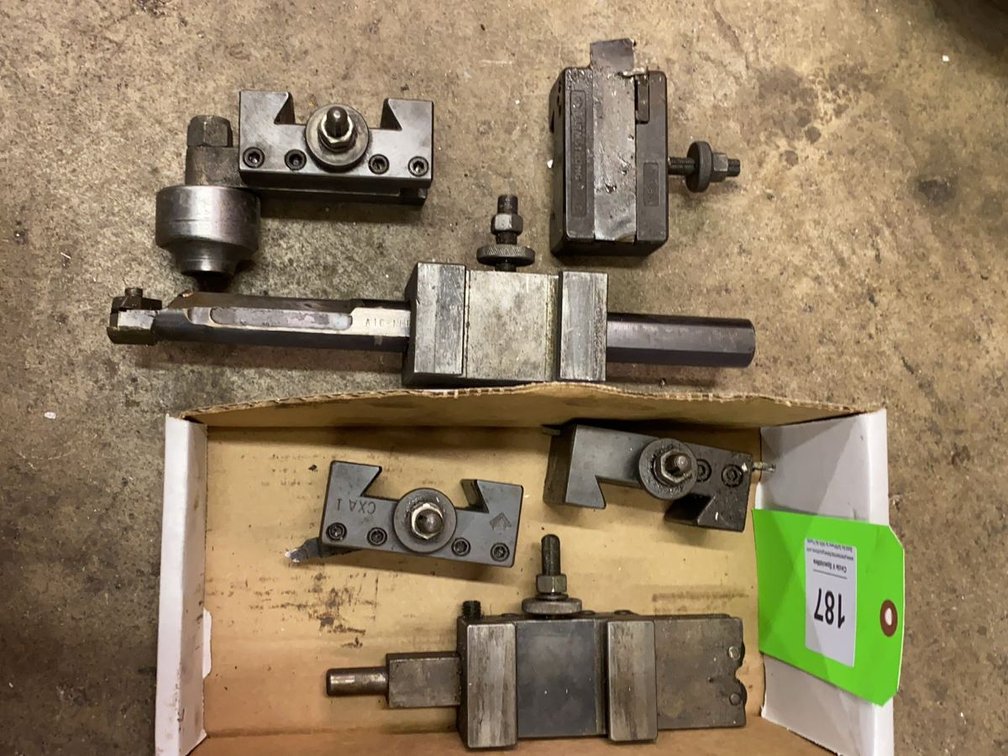 Group of Quick Change Tool Post Holders and Boring Bar
